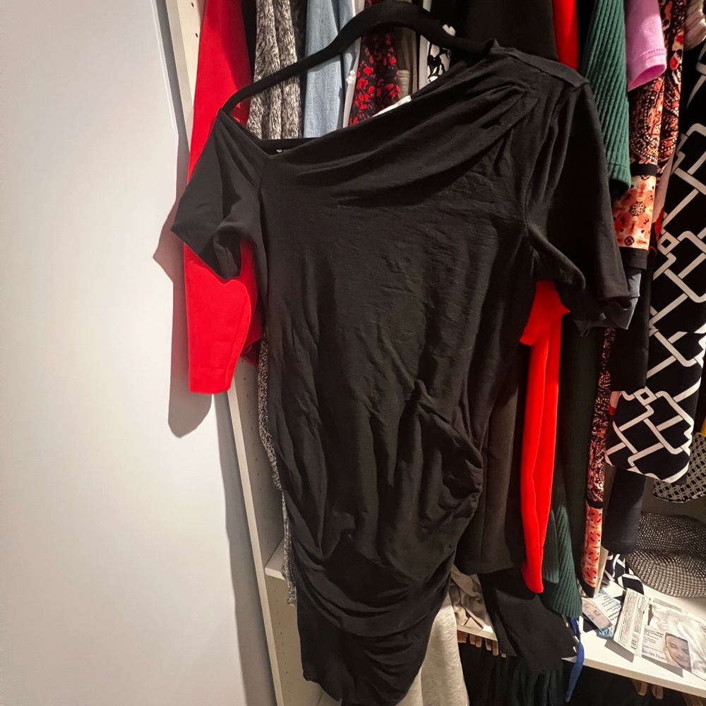 James Perse Black Asymmetrical Dress